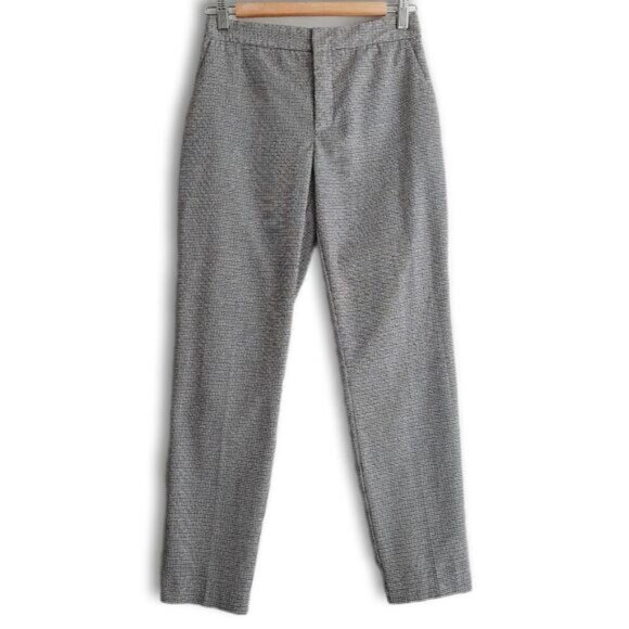 ZARA | Houndstooth Slim Leg Ankle Crop Trousers B&W Houndstooth Sz 4 - Picture 2 of 13
